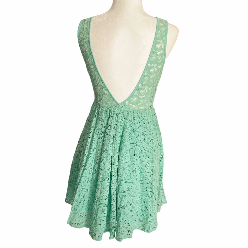 Pins And Needles Backless Lace Mint Green Dress - Picture 4 of 9
